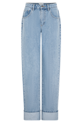 Kirralee Straight Leg Cuffed Jeans - Classic Blue