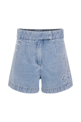 Kylee Embroidered Shorts - Mid Blue