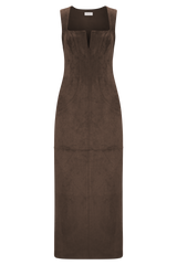Liam Faux Suede Maxi Dress - Dark Chocolate