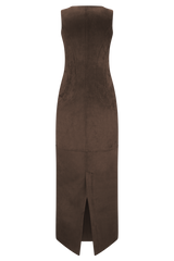 Liam Faux Suede Maxi Dress - Dark Chocolate
