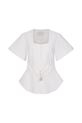 Liberty Cotton Shortsleeve Top - White
