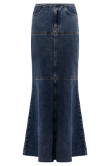 Loretta Denim Maxi Skirt - Washed Dark Blue