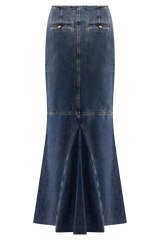 Loretta Denim Maxi Skirt - Washed Dark Blue