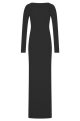 Louisa Long Sleeve Slinky Maxi Dress - Black