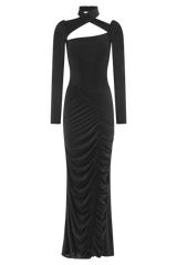 Lyndon Long Sleeve Slinky Maxi Dress - Black
