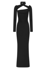 Lyndon Long Sleeve Slinky Maxi Dress - Black