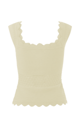 Madeline Scallop Knit Top - Ivory