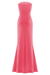 Madison Strapless Slinky Maxi Dress - Coral