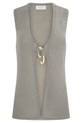 Malani Knit Top With Hardware - Sage