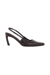Maren Faux Leather Crocodile Heel - Chocolate