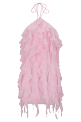 Marigold Ruffle Halter Mini Dress - Powder Pink