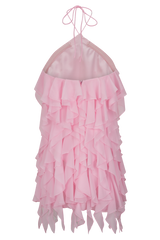 Marigold Ruffle Halter Mini Dress - Powder Pink