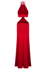Marlowe Halter Knit Maxi Dress - Red