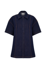 Maya Oversized Denim Shirt - Indigo Blue