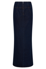 Maylena High Rise Denim Maxi Skirt - Indigo Blue
