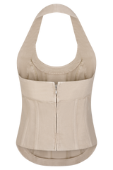 Meadow Denim Corset Halter Top - Stone Wash