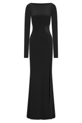 Megan Slinky And Mesh Maxi Dress - Black