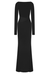 Megan Slinky And Mesh Maxi Dress - Black