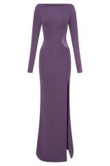 Megan Slinky And Mesh Maxi Dress - Purple
