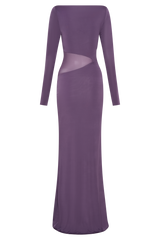 Megan Slinky And Mesh Maxi Dress - Purple