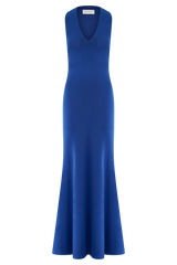 Elke Slinky V Neck Maxi Dress - Cobalt