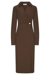 Mikaila Asymmetric Shirt Dress - Dark Chocolate