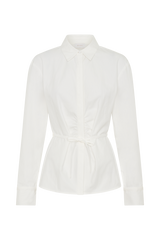 Millie Tie Back Cotton Shirt - White