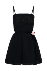 Mischa Mesh Mini Dress With Flower - Black