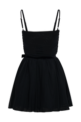 Mischa Mesh Mini Dress With Flower - Black