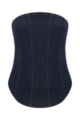 Monte Strapless Denim Corset - Washed Indigo Blue