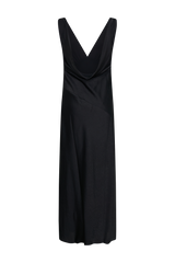 Nadia Maxi Satin Dress With Back Cowl - Black