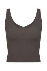 Natalya Ribbed Knit Cami Top - Dark Chocolate