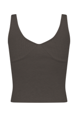 Natalya Ribbed Knit Cami Top - Dark Chocolate