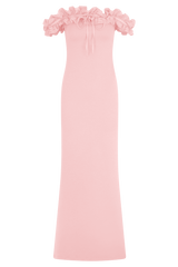 Nova Ruffle Off Shoulder Maxi Dress - Ballet Pink