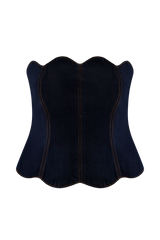 Oakley Strapless Scallop Denim Top - Indigo Blue