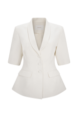 Opal Puff Sleeve Suiting Top - Ivory