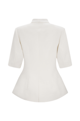 Opal Puff Sleeve Suiting Top - Ivory
