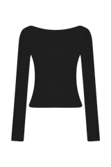 Paedyn Merino Wool Ribbed Long Sleeve Top - Black