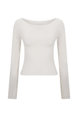 Paedyn Merino Wool Ribbed Long Sleeve Top - Ivory
