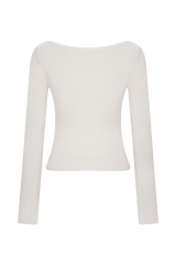 Paedyn Merino Wool Ribbed Long Sleeve Top - Ivory