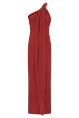 Philippa Knotted Crepe Maxi Dress - Ruby