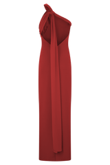 Philippa Knotted Crepe Maxi Dress - Ruby