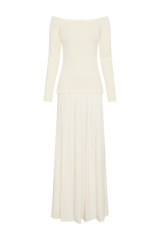 Presley Knit Off Shoulder Maxi Dress - Ivory