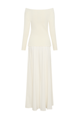 Presley Knit Off Shoulder Maxi Dress - Ivory