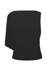 Pruedance Slinky Draped Top With Mesh Overlay - Black
