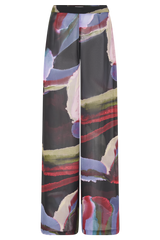 Rachel Chiffon Straight Leg Pants - Multi Fluid Reverie Print