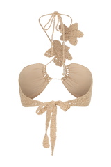 River Floral Crochet Bikini Top - Gold