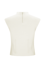 Romaine High Neck Bandage Knit Top - Ivory