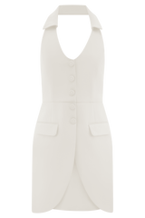 Ruth Cotton Halter Mini Dress - Ivory