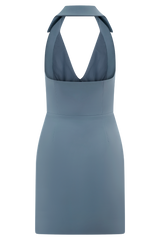 Ruth Cotton Halter Mini Dress - Ocean Blue